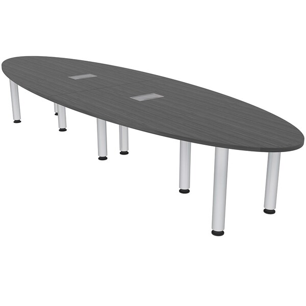 45 in W, 144 in L, 29 in H, Engineered Wood Top, Grey